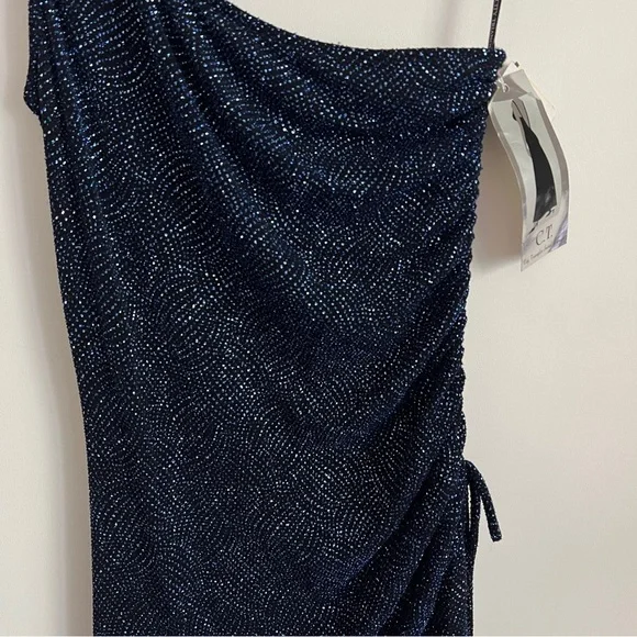 Vintage City Triangles Y2K One Shoulder Glitter Cocktail Dress-Size Large